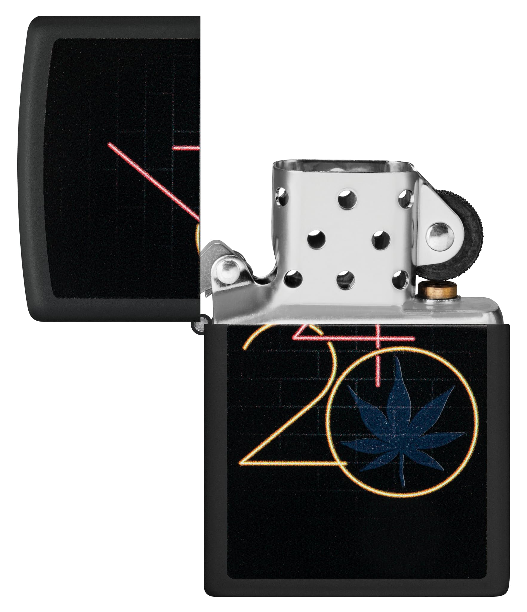 Zippo Windproof Lighter, 420 Design, Matt Black, Black Light, Refillable, Reusable, Windproof Design, available in Gift Box - Image 4