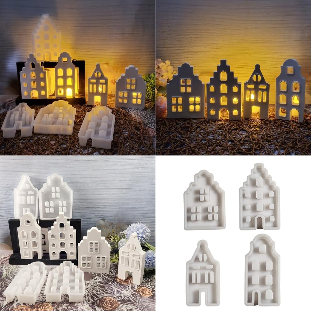 クラフトモールド ユニークなハウスシェイプ キャンドル型 シリコンソープ型 樹脂アートモールド シリコンテクスチャ オーナメント用