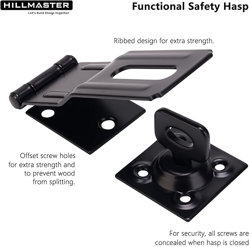 Miniatura 3 de HILLMASTER Cerrojos de seguridad de grapas giratorias, pestillo de puerta de puerta de 4-12 pulgadas con perilla giratoria de seguridad para cerca,