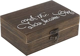 Hobby Lobby Studio His & Hers Two Become One Brown Wood Wedding Ring Bearer Box