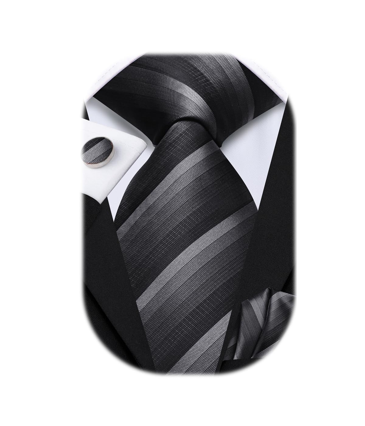 Hi-Tie Paisley Floral Ties Set for Men Silk Mens Stripes Necktie Pocket Square Cufflinks Set Formal Business