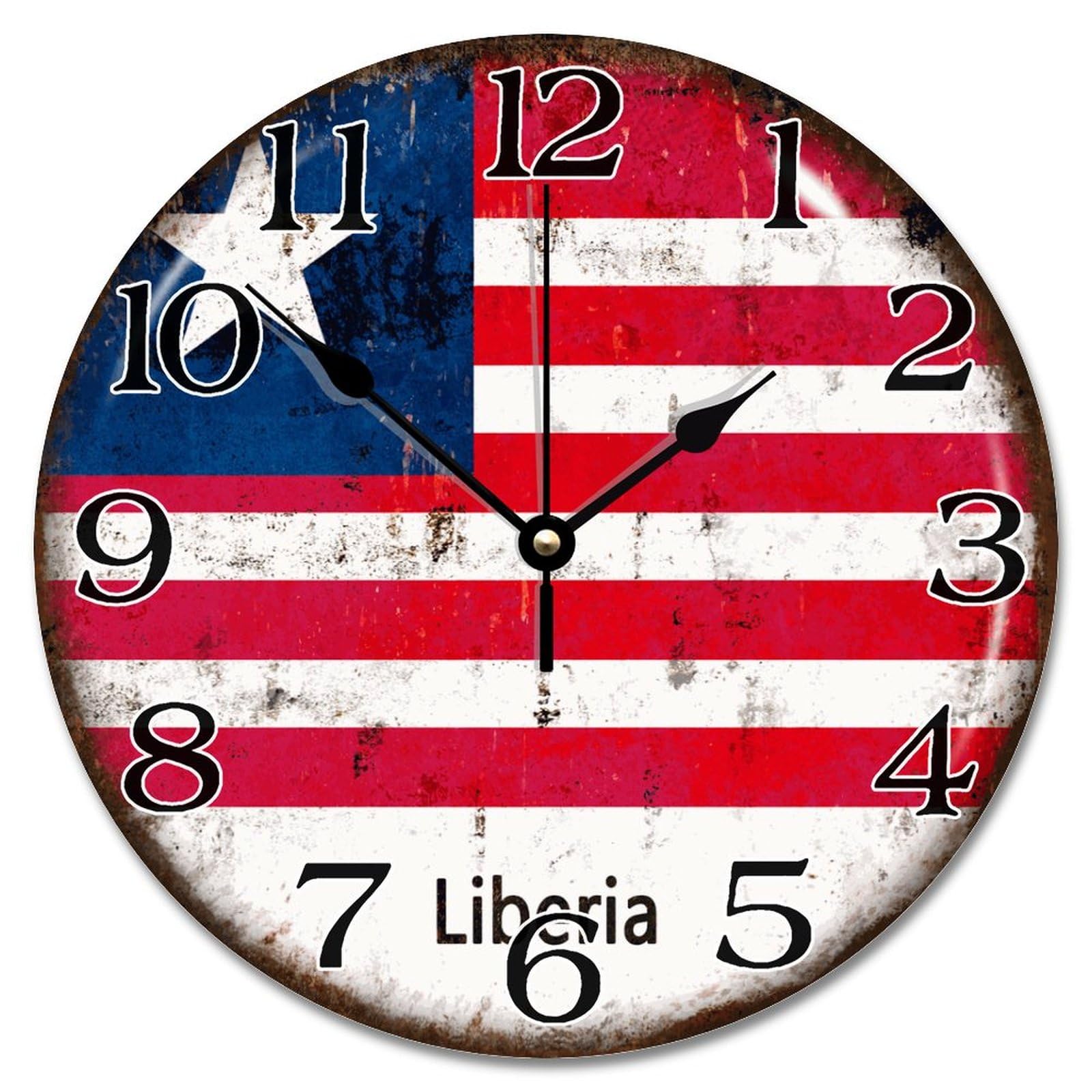 Horloge murale en bois Libéria silencieuse de 30,5 cm pour salon