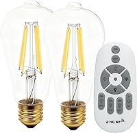 Vista 1 de Bombillas LED regulables con control remoto, base E26, regulable, 2700K-6000K, bombillas Edison vintage ST64 para lámpara, paquete de 2