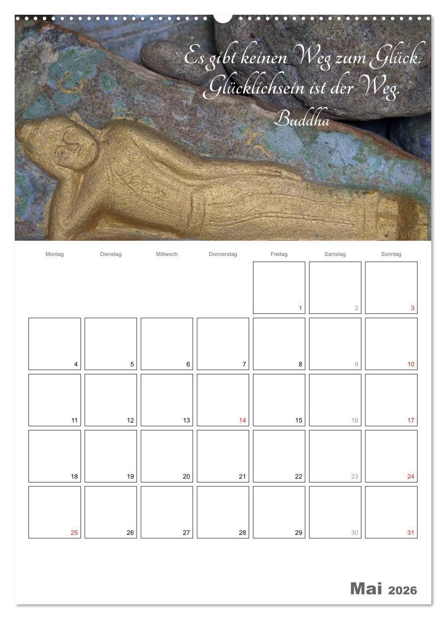 Harmonie und Freude Buddhistische Weisheiten 2026 (Wandkalender 2026 DIN A2 hoch), CALVENDO Monatskalender: Ein Planer mit buddhistischen Weisheiten für die ganze Familie (CALVENDO Glaube)