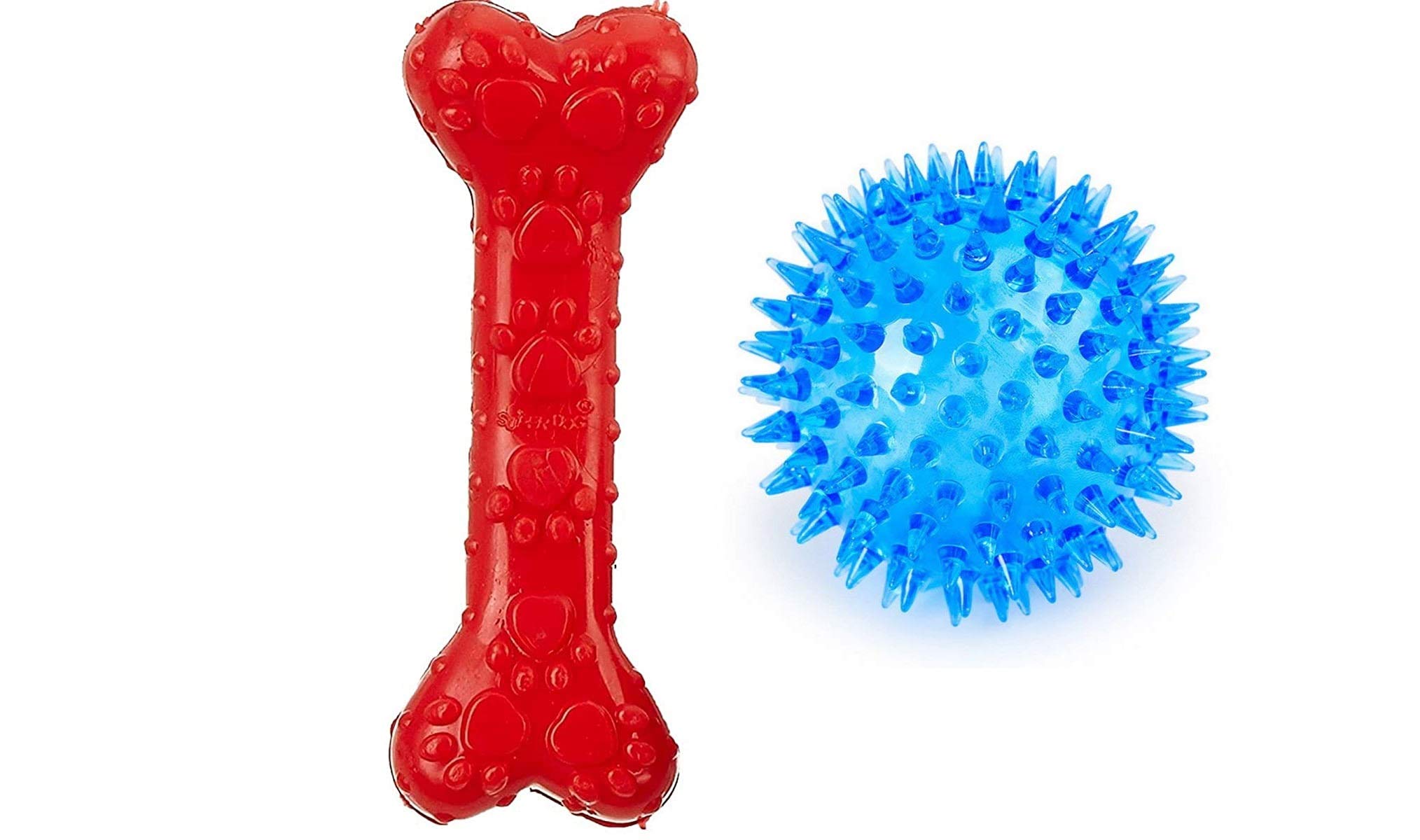PSK PET MART Dog Rubber Chew Toy Combo (LED Spike Ball Toy + Scented Paw Rubber Bone Toy) Color May Vary (Pack of 2) (B08HYJ7B3T) Amazon Price History, Amazon Price Tracker