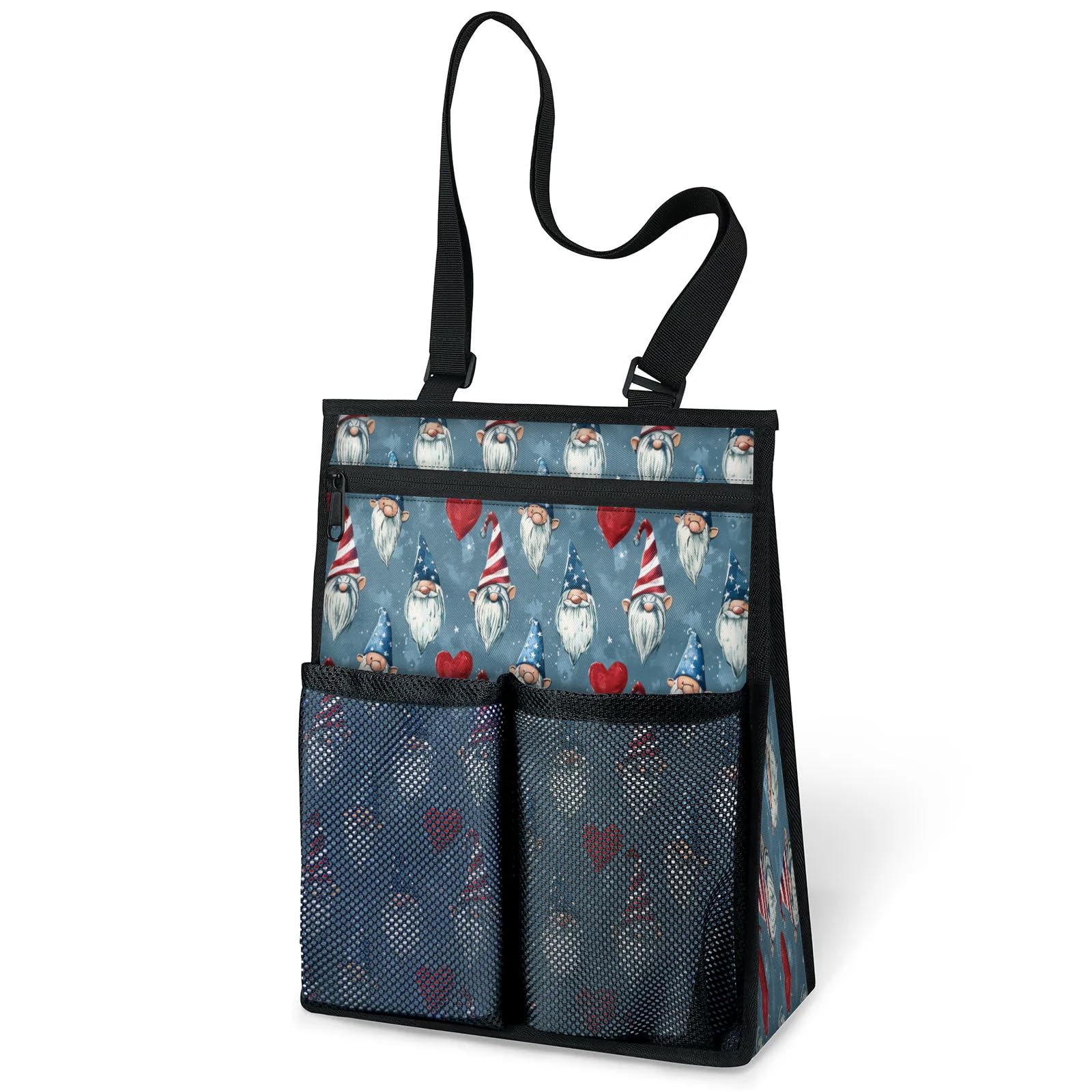 Ourtheme Gnomes Heart American Theme Portable Shower Bag for Travel Gym Camp Beach Tote Shower Caddy Bags Hanging