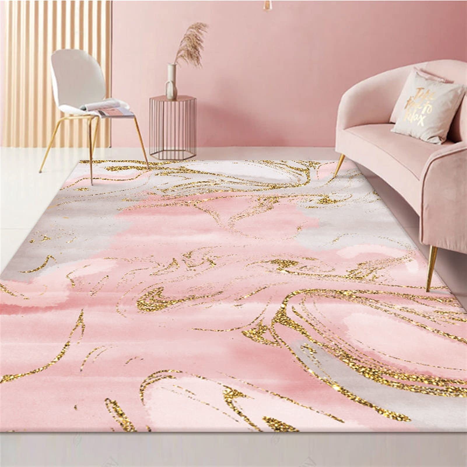 Tapis nordique moderne curve crystal imprimé 3D pour chambre et cuisine