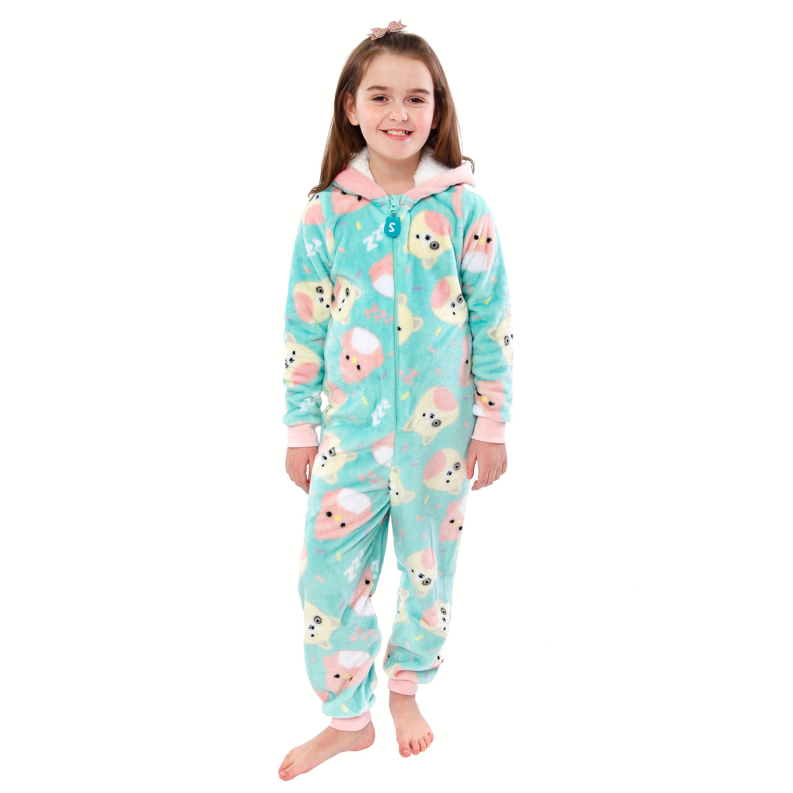 Squishmallows Dziewczyny Polarowe Onesie Charlie i Trina Kombinezon Kaptur