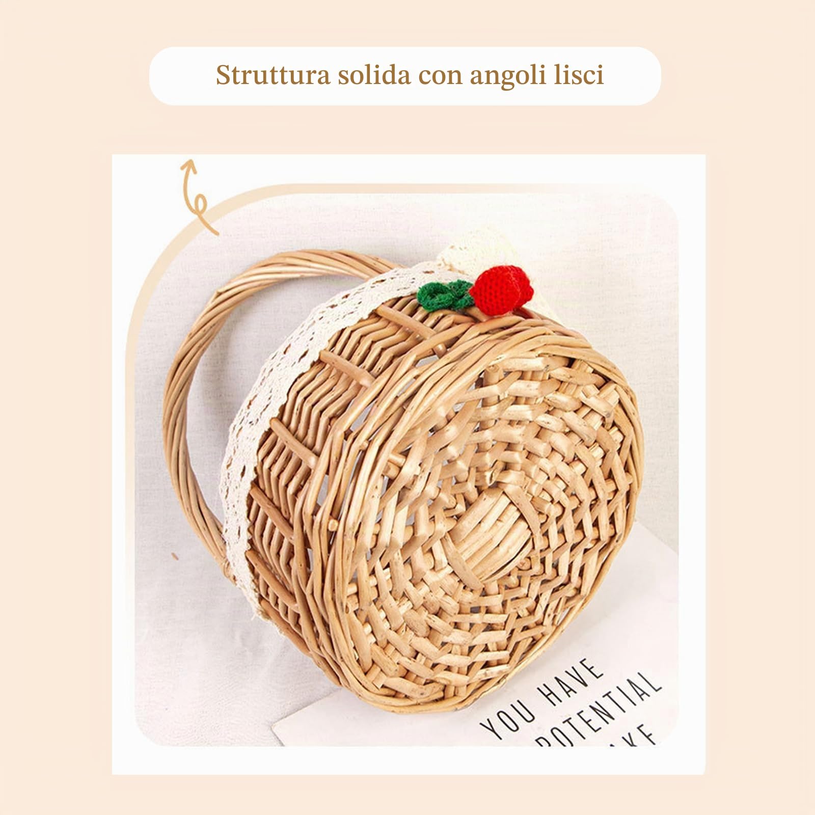 2 Pezzi Cesti per Fiori Intrecciati a Mano, Cesto di Vimini per Fiori In Rattan, Cestini Vimini, Cestino Matrimonio, Cestino per Damigella, per Matrimonio Decorazione Di Casa (Nastro Medio)