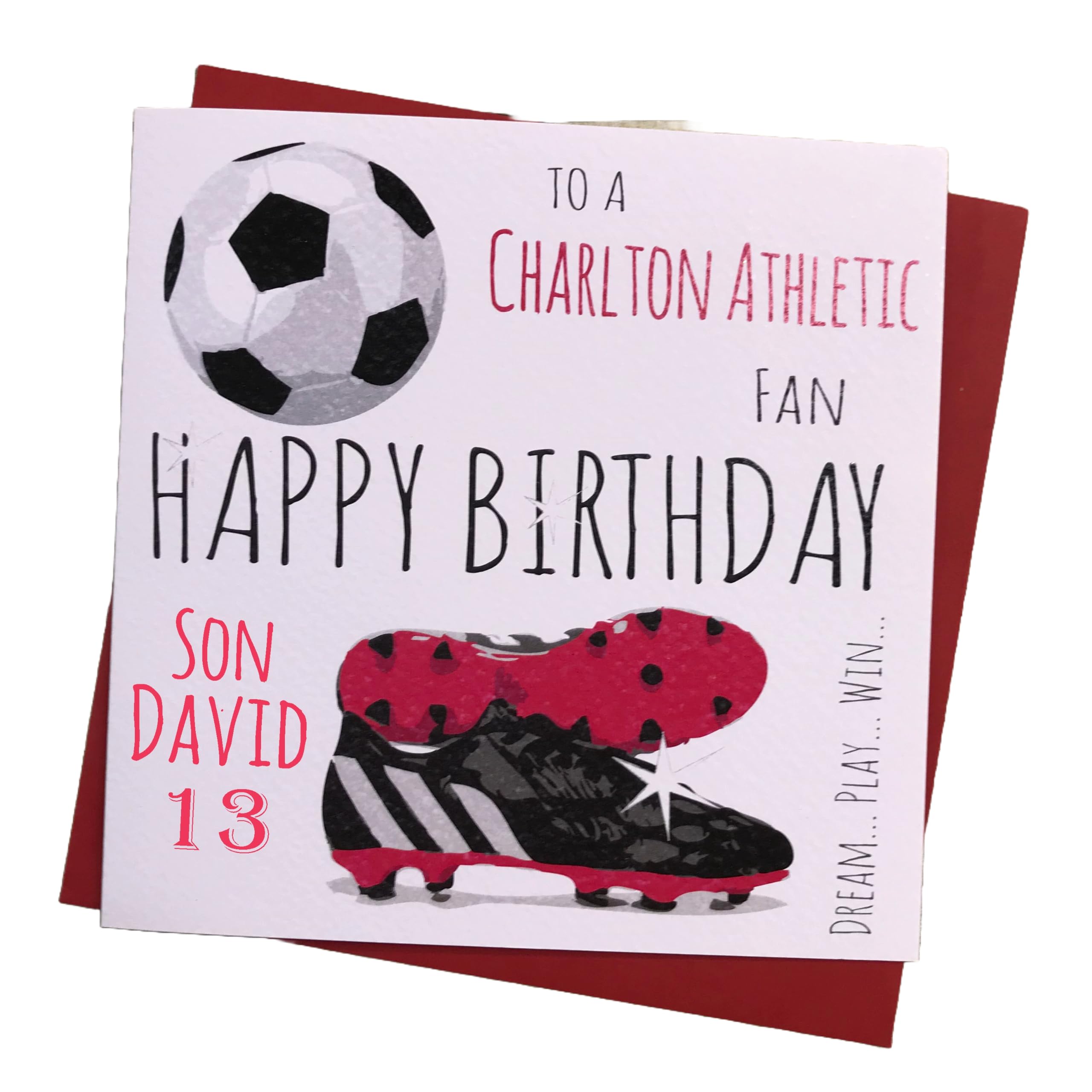 WHITE COTTON CARDS PERSONALISED Charlton Athletic Football Club FC Happy Fan Birthday Card (56-PER)