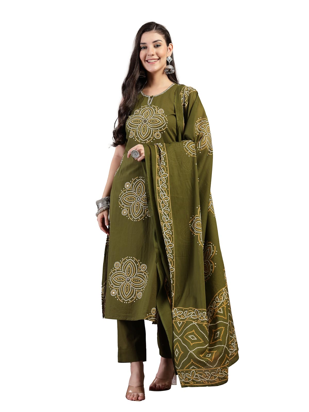 gulmohar jaipur Women's Cotton Printed Round Neck Straight Kurta Suit Set-picture-50