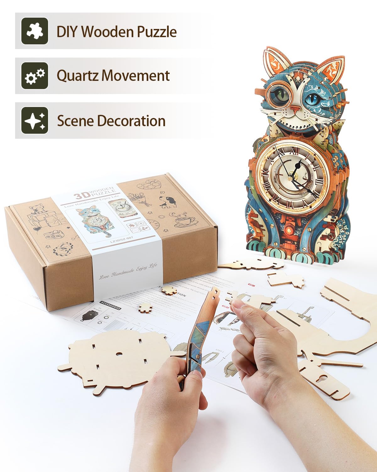 Puzzle in legno 3D per adulti - gatto detective