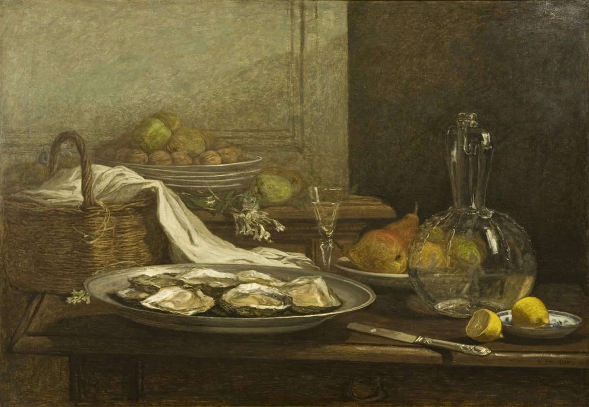 POSTERIIk Famous Animal Posters Vintage Picture Still Life with Oysters by Eugene Louis Boudin Modern Wall Decor for Home Decor 60x90cm