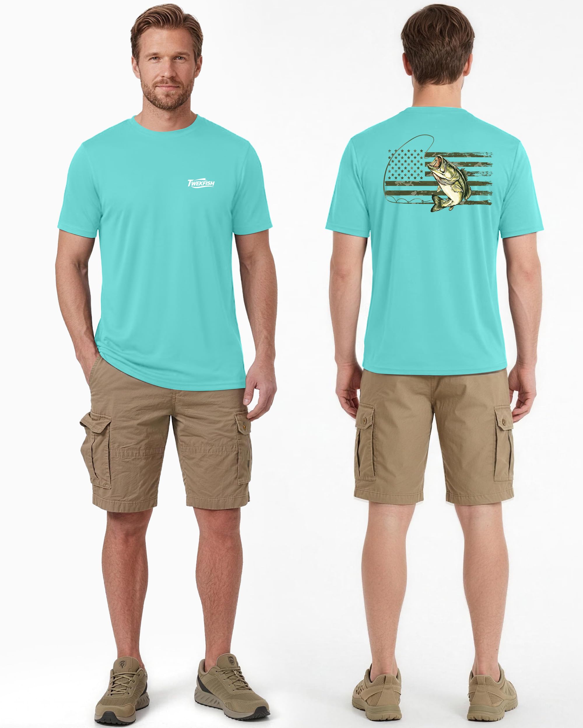Men's Fishing Shirt Short Sleeve, UPF 50+ UV Sun Protection T-Shirt, Quick Dry Graphic Tee for Swim Surf — view 2