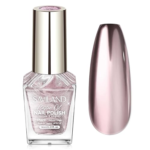 SAVILAND Metallic Nail Polish Rose Glod: Quick Dry Mirror Pink