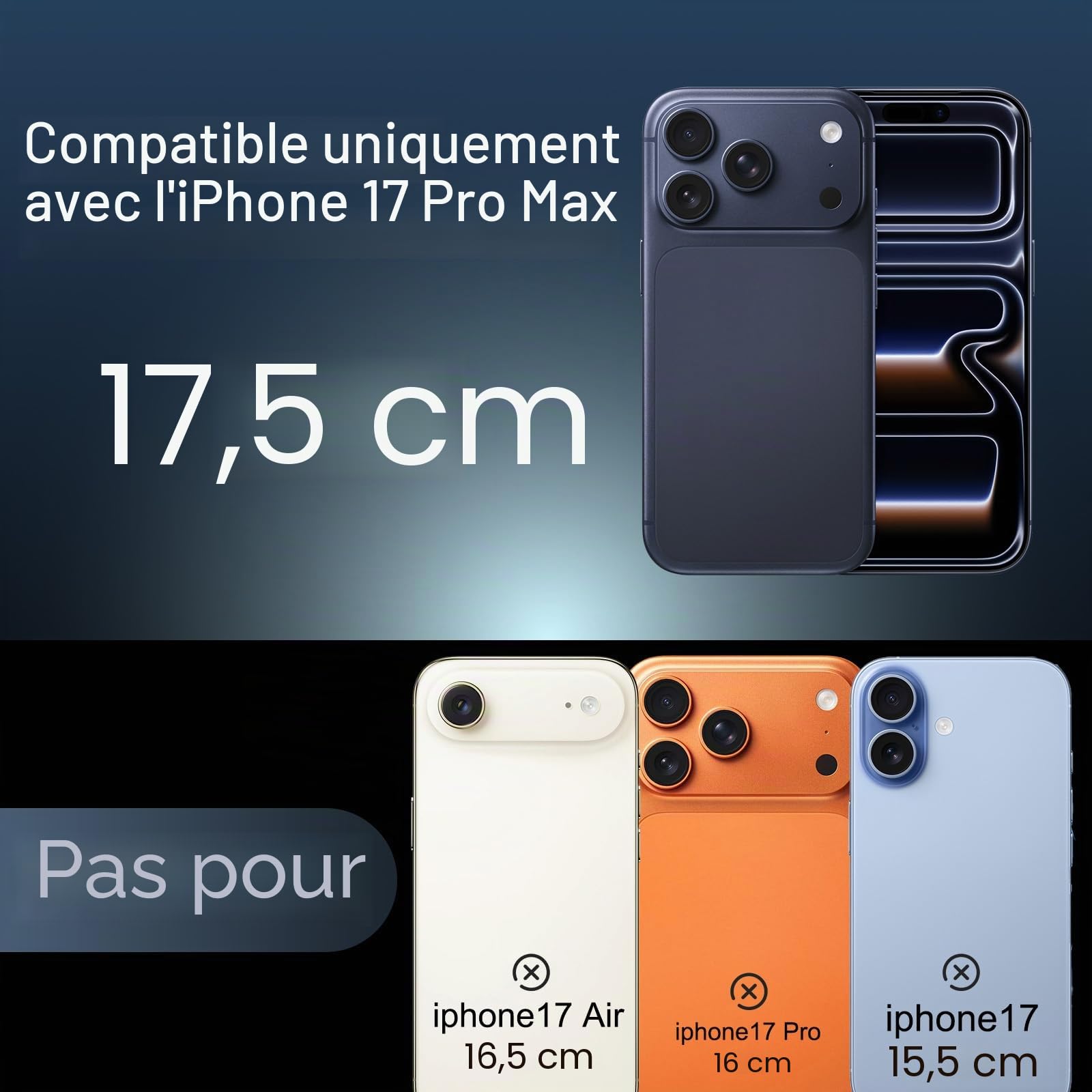 Coque Batterie pour iPhone 17 Pro Max (6.9"), Véritable 8500 mAh Coque de Charge étendue Fine Rechargeable avec Support, Protection Portable avec Batterie de Secours Noir