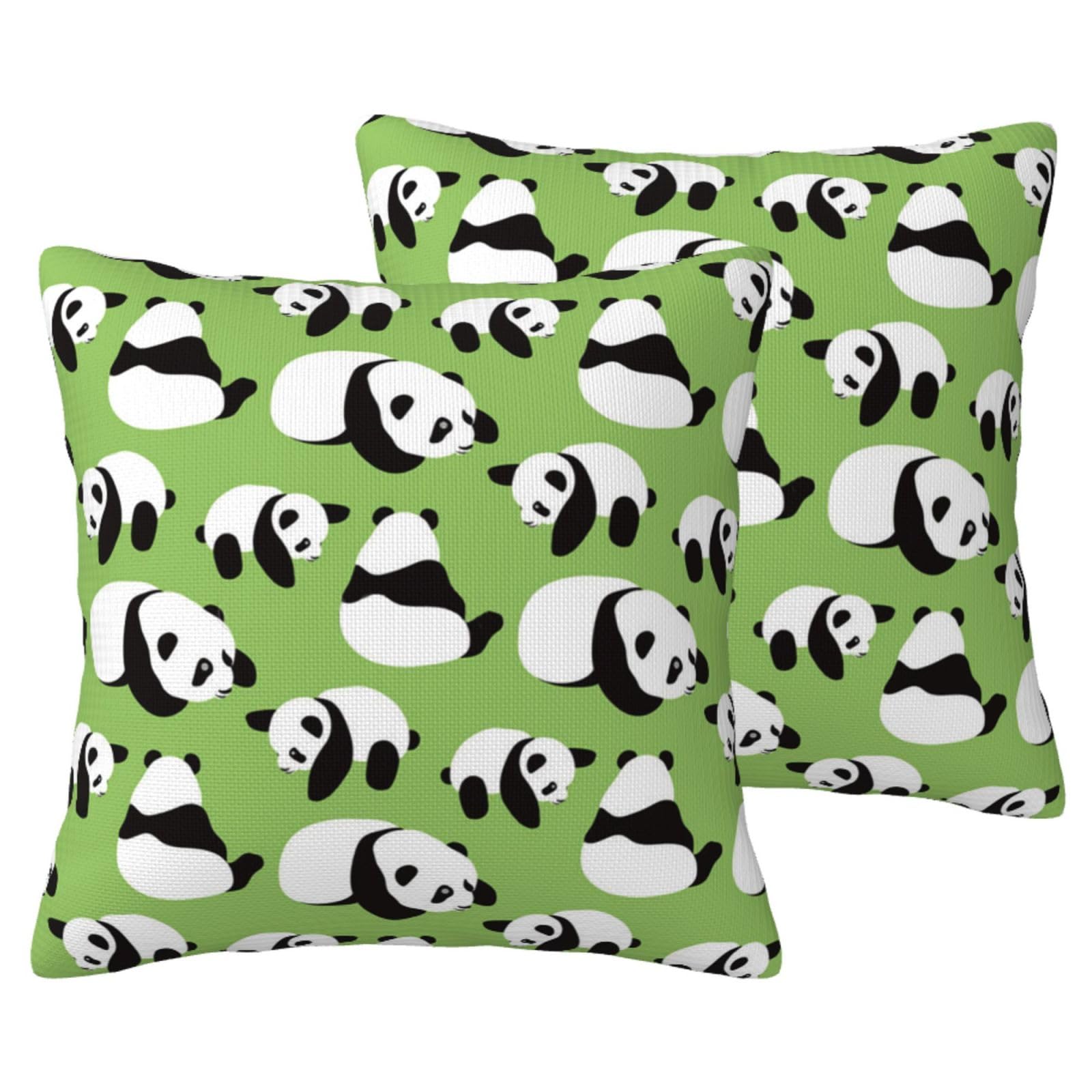 Housses de coussin décoratives motif panda vert lot de 2 pour canapé et salon