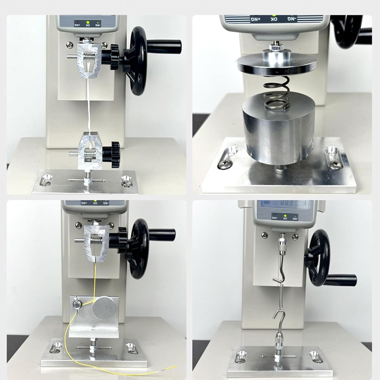 ZHENYUWANG Combinación de máquina de ensayos de tracción y medidor de Fuerza Digital; medidor de Fuerza Digital portátil con 5 sondas y 2 Accesorios de ensayo. 1000N