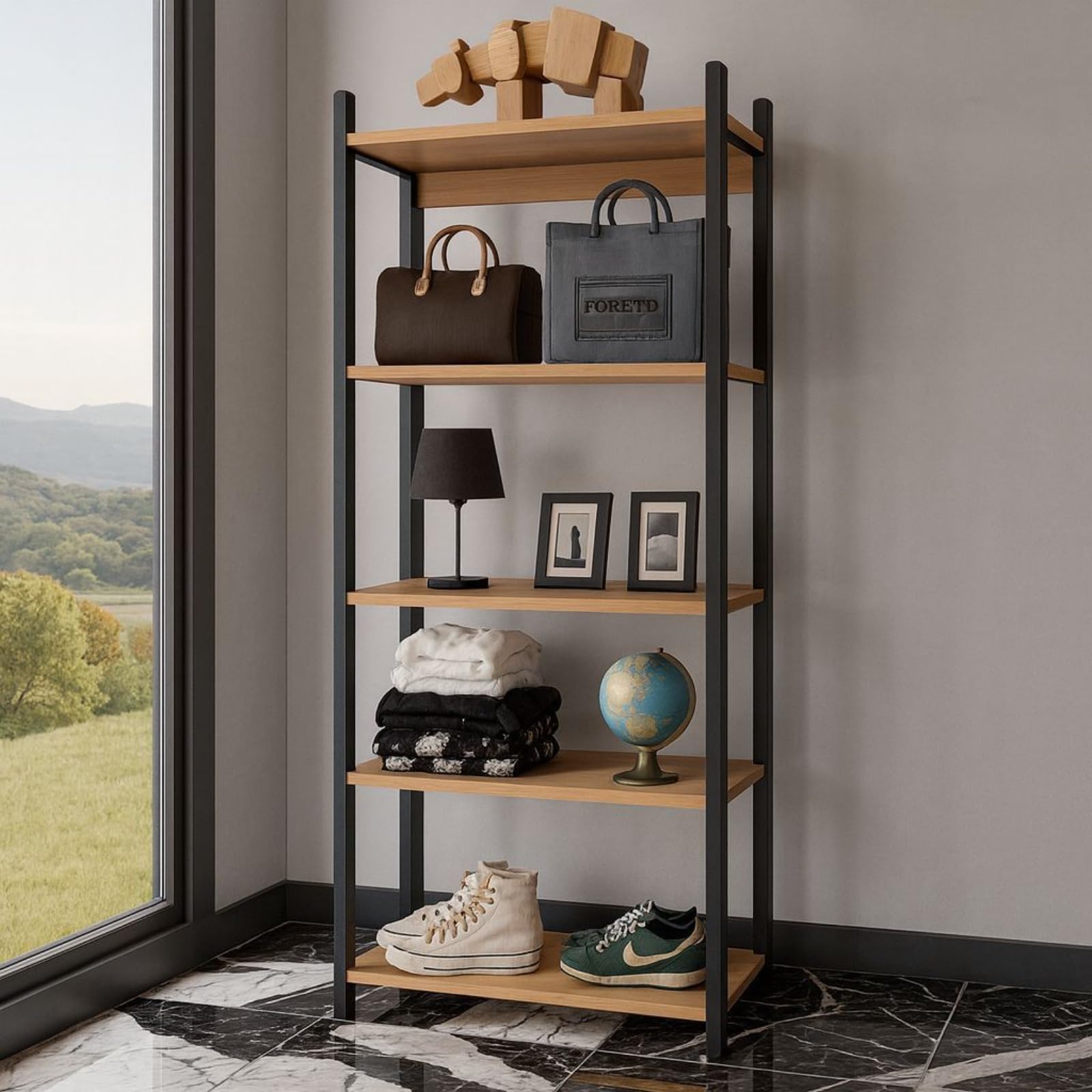industrial shelf 5段 ビンテージ ブラウンIPR80 Estante Industrial Vintage 5 Prateleiras de Aço – Organizadora