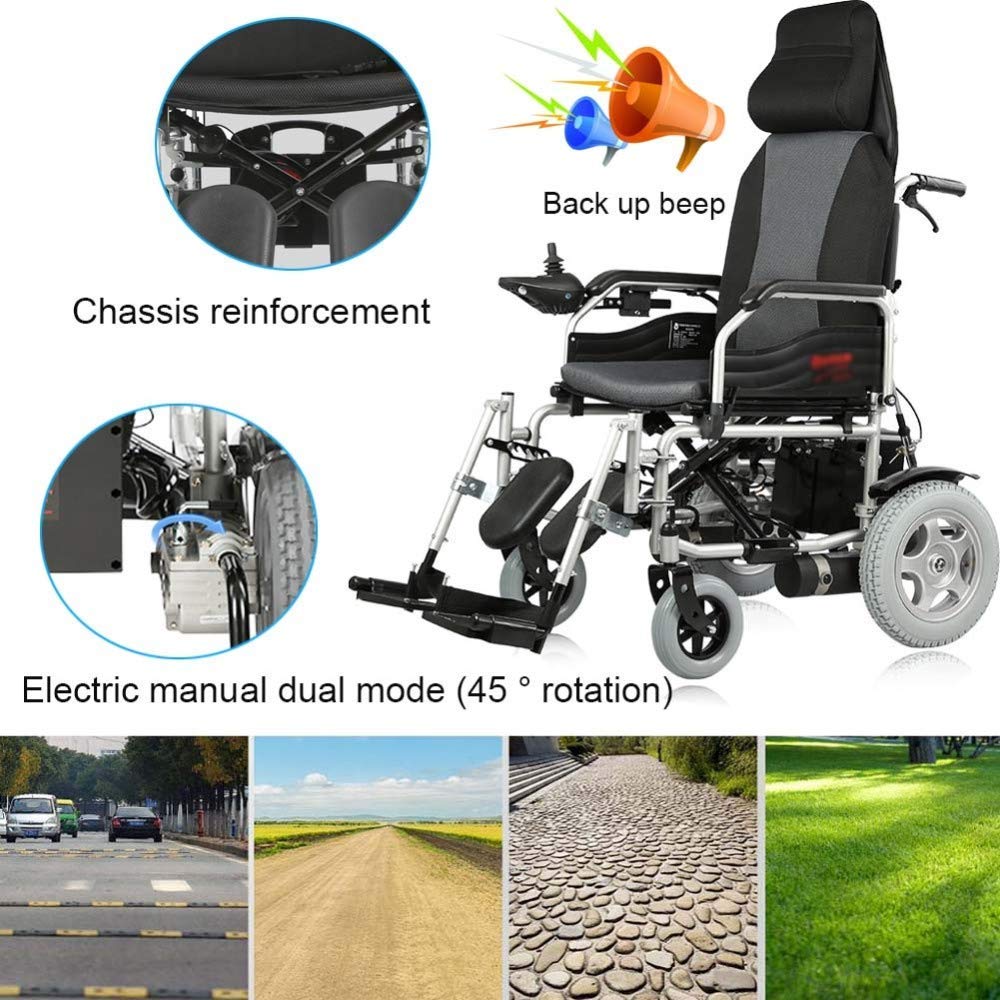 Amazon.co.jp: ヘッドレスト付き電動車椅子、折りたたみ式および頑丈な