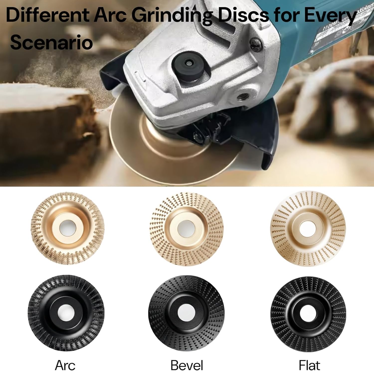 7PCS Angle Grinder Wood Carving Disc Set,4" or 4 1/2" Angle Grinder with 5/8" Arbor, Wood Shaper Carving Disc, Stump Grinder Teeth, Wood Shaping Tools, Cutting Wheel