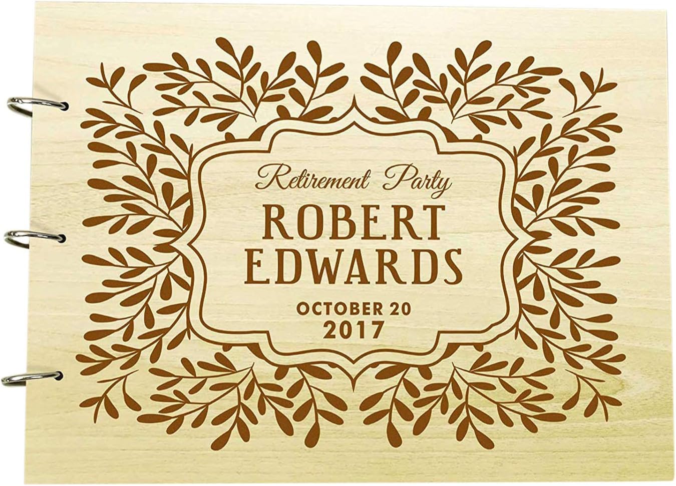 Darling Souvenir Personalized Retirement Party Wood Engraved Guest Book, Photo Album Custom Scrapbook