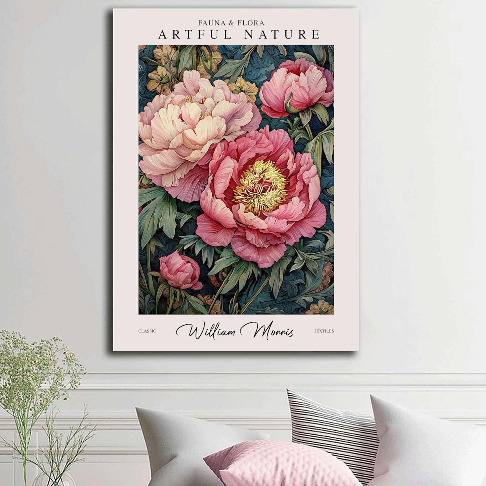 Amazon.com: Wall Art Canvas Print William Morris Pink Big Peonies