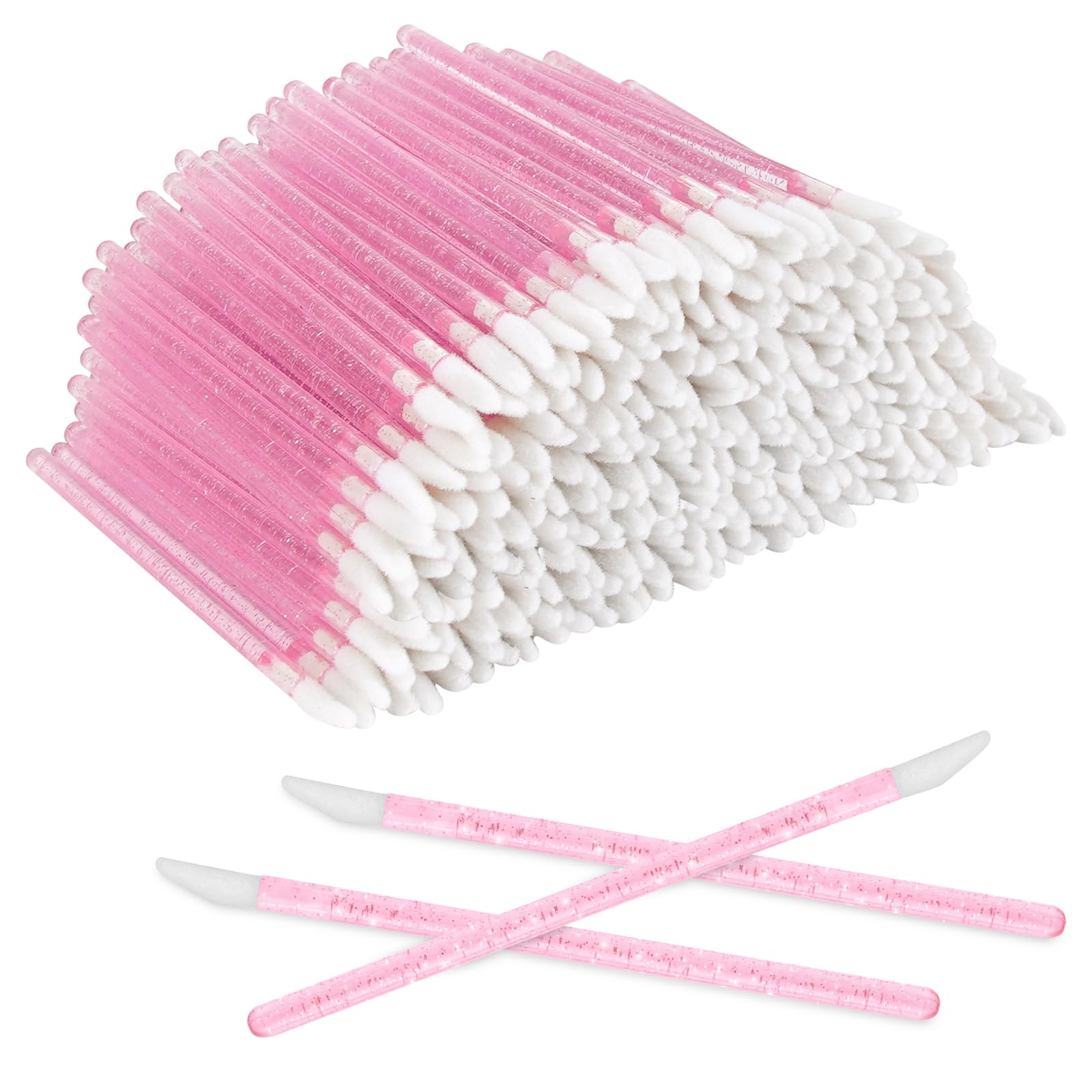 300 pennelli monouso per labbra, micro applicatore, pennelli per rossetto, colore nero, rossetto (rosa)