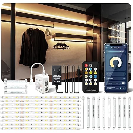 RGB Under Cabinet Strip Lights Kit, 8PCS*50cm Motion Sensor Led Strip Lights With Remote 12v Flexible Led Lighting Strips For Kitchen Shelf Cupboard Tv Desk - View #4