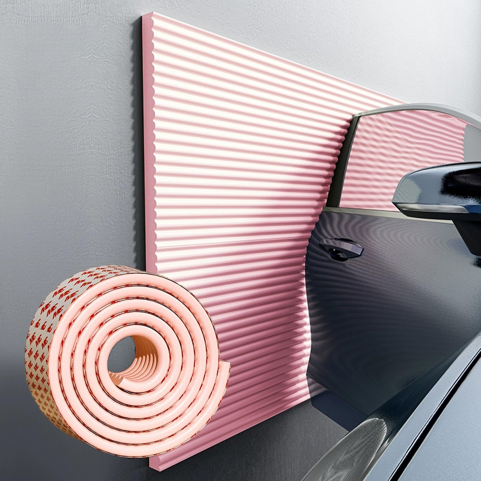 20 cm Wide Garage Wall Protector - Wall Corner Edge Bumper Guards, NBR Foam Protector Padding for Car Door, DIY Cutting Wall Column Guard for Parking Garages, Anti-Collision(Pink,200 cm x 20 cm)