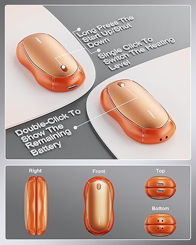 Miniatura 3 de Shirble Calentadores de manos recargables, paquete de 2  Calentadores de manos recargables de 15 horas de duración, calentadores de manos