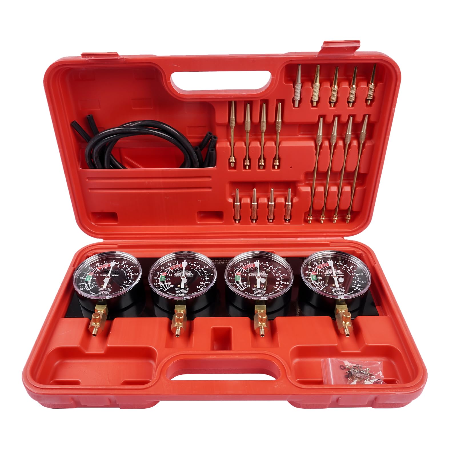 1Set Tester di sincronizzazione dei carburatori in Metallo Rosso 4 Orologi di sincronizzazione Tester di sincronizzazione