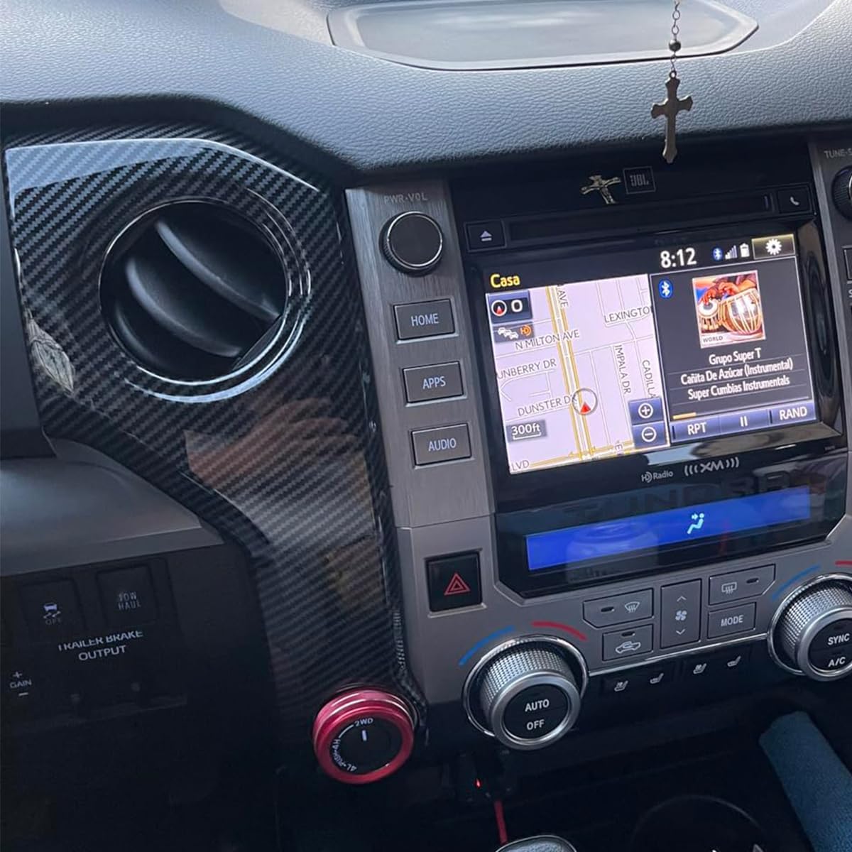 MICROCK Center Console Control Air Vent Outlet Cover Trim for Toyota Tundra, Double Cab 2014-2021, ABS Carbon Fiber (NOT FIT RHD)