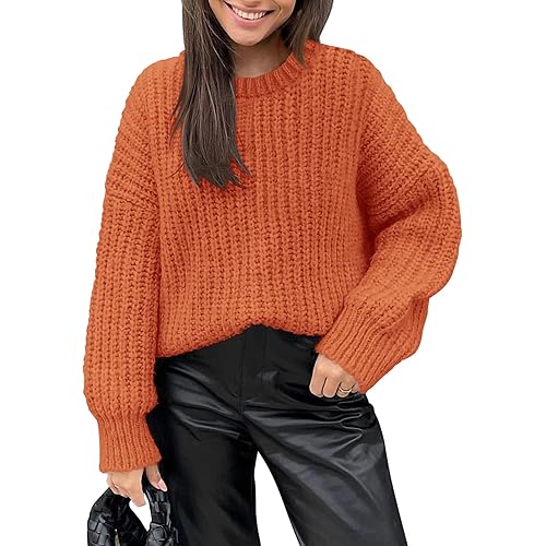 PRETTYGARDEN Women's Fall Sweaters Casual Long Sleeve Pullover Crewneck Ribbed Knit Jumper Tops Plain Blouse