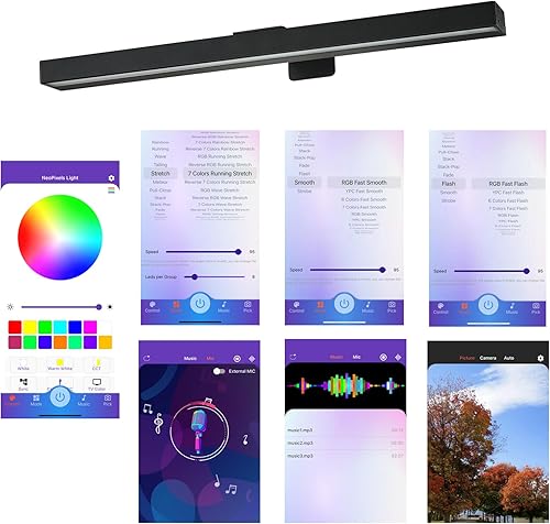 Miniatura 6 de Luz de imagen inalámbrica, 16 pulgadas, de metal, recargable, con aplicación, sincronización de música, multimodos dinámicos, tablero de dardos,