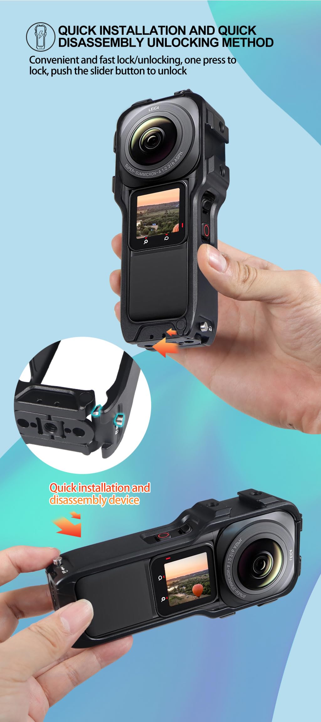 Telaio Protettivo Per Insta360 One RS - Cornice Antiurto Con Attacco 1/4 E Slitta Fredda, Accessorio Per Action Cam