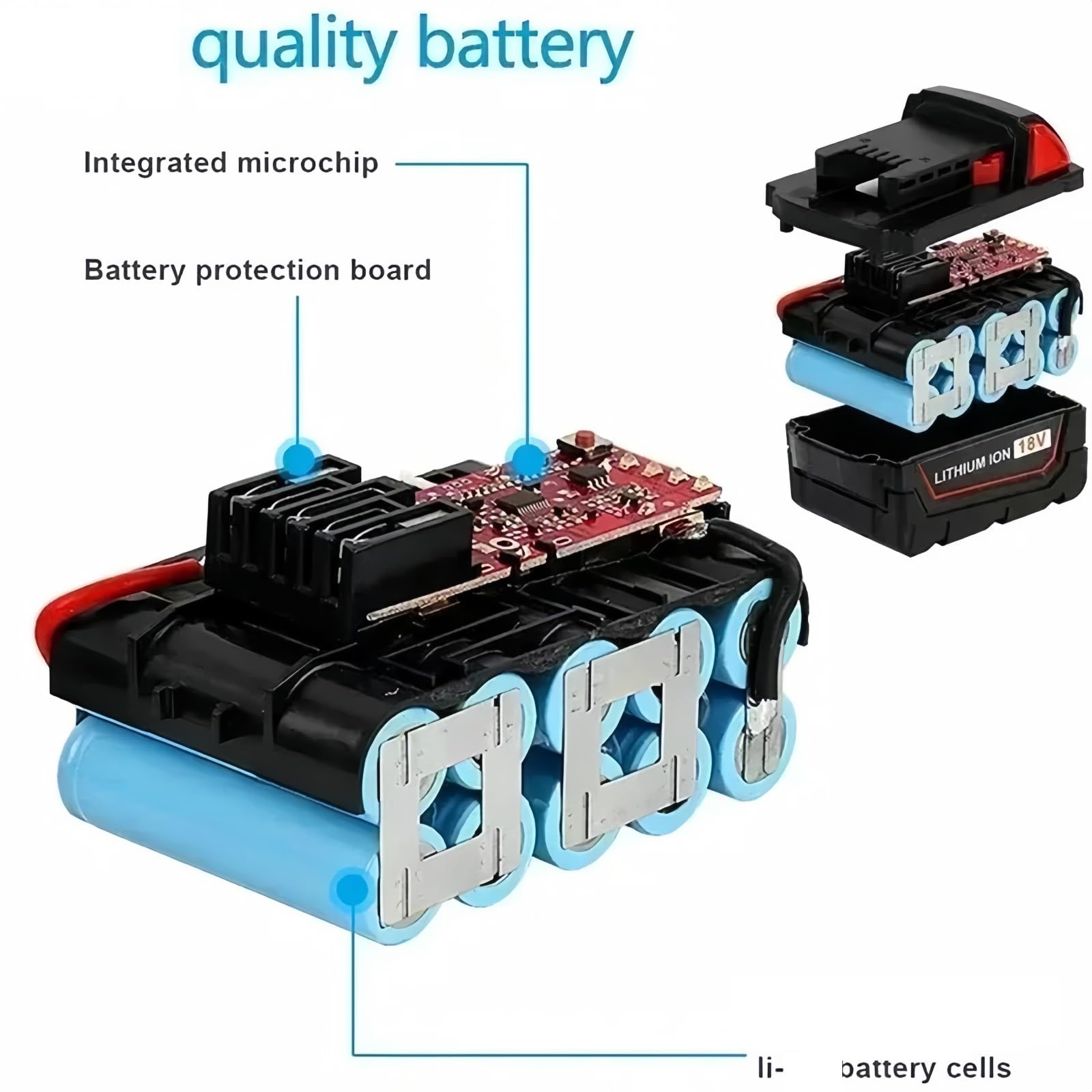 Batterie Lithium de Rechange 18 V 12000 mAh. Compatible avec Milwaukee M18 XC 48-11-1860, 48-11-1850, 48-11-1840, 48-11-1820 et 48-11-1815.(2PCS 12000mAh)