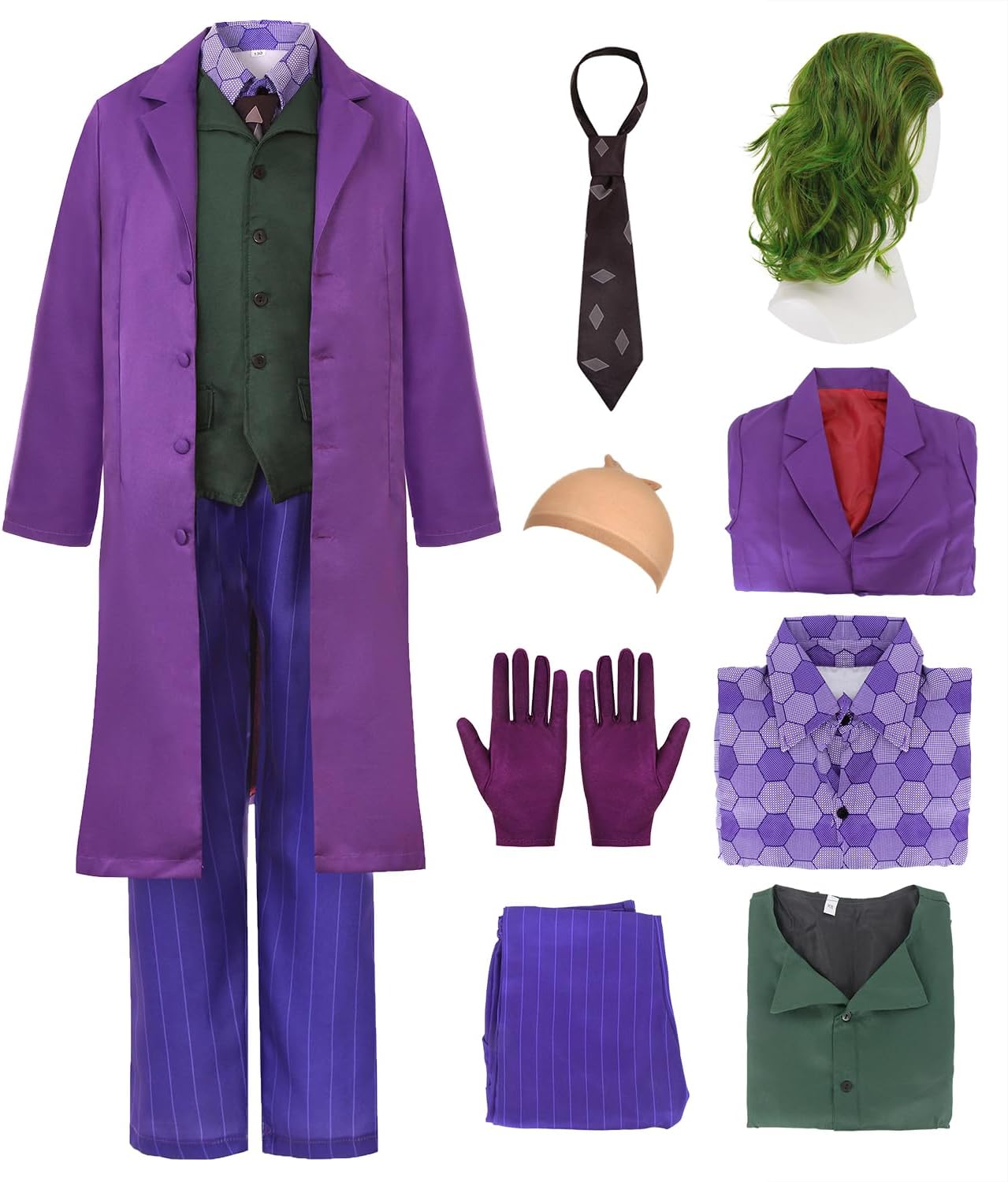 8pcs Kids Halloween Costume Set for Boys Purple Costume for Role Cosplay Cute Soft Costume for Halloween Party 8-10 Years ?140?