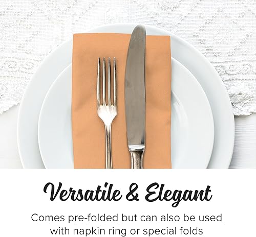 Miniatura 2 de SimuLinen Servilletas de cena de albaricoquemelocotón desechables y decorativas - Servilletas de cena con tacto de lino, similar a la tela y KOSHER