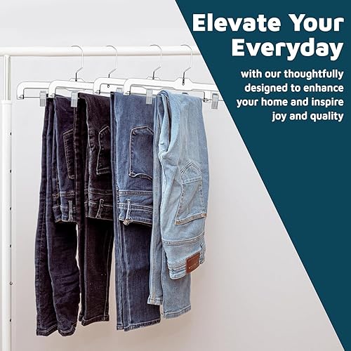 Miniatura 13 de Lifemaster Perchas de plástico transparente – 50 piezas de 14 pulgadas antideslizantes que ahorran espacio, solución de organización de clóset