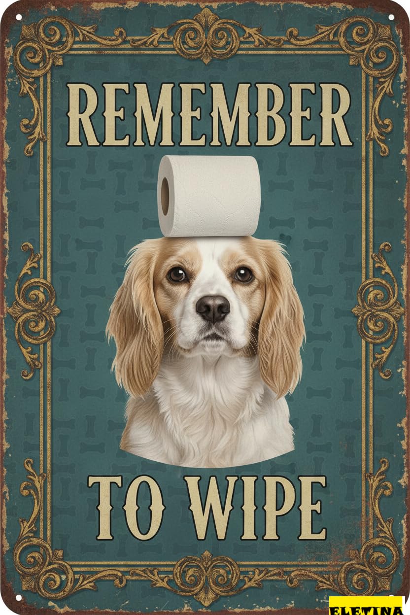 Remember To Wipe Saluki Dog Tin Sign, 8x12 Inch Decor