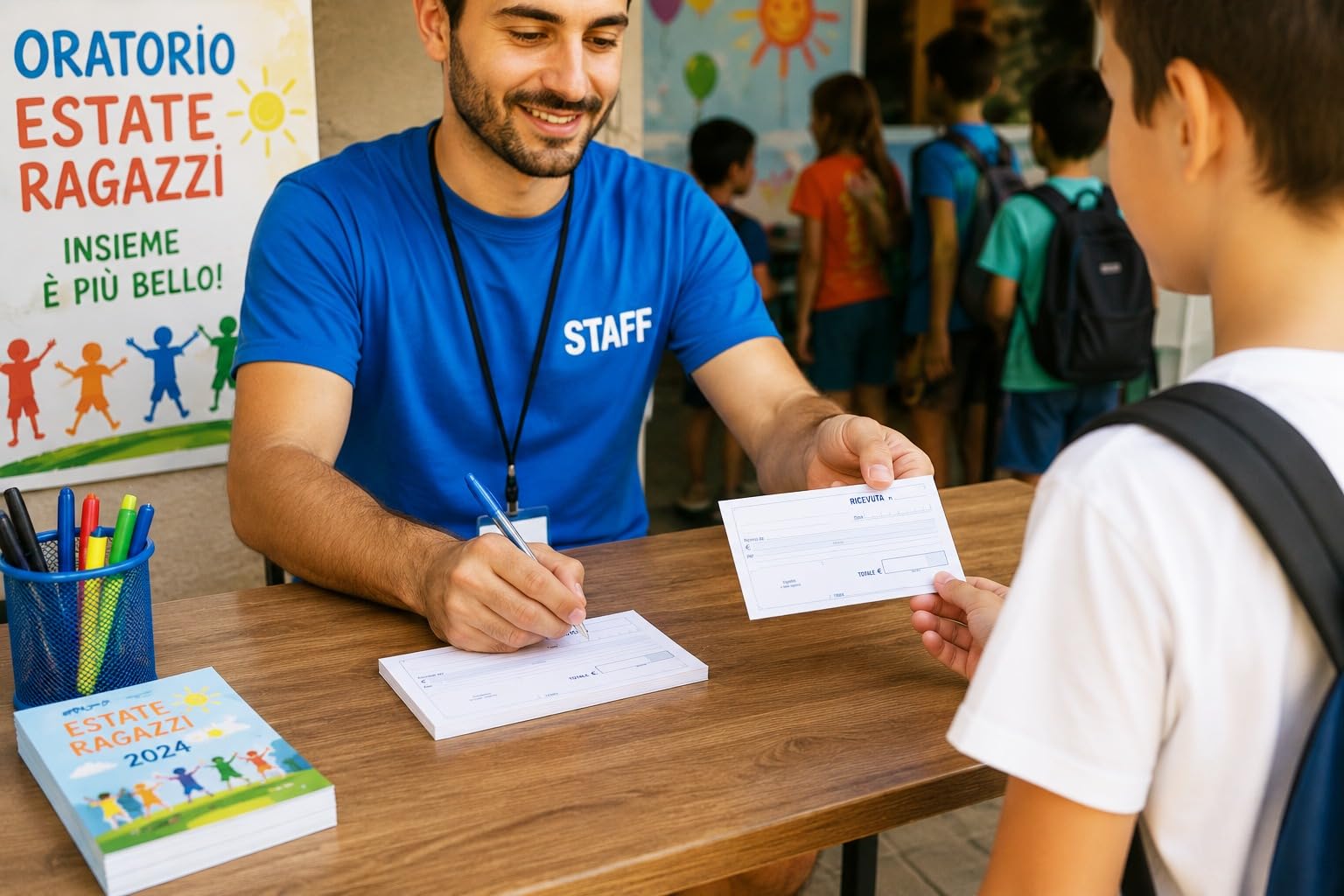 Blocchetti Ricevute Personalizzate 10×17 cm – 50 Blocchetti da 50 Ricevute Autoricalcanti in Duplice Copia – Personalizzazione con Timbro Inclusa – Per Oratori, Associazioni, Scuole ed Eventi