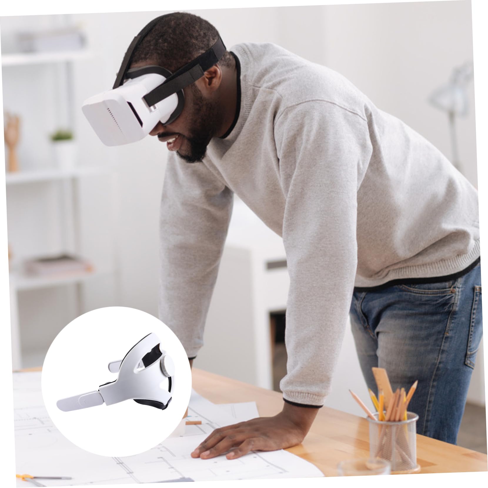 OSALADI Cinturino per Testa per Visore Vr Cuscinetto Regolabile Fascia Protettiva Antiscivolo Supporto per Testa Migliorato Compatibile con Visore Vr di Seconda Generazione