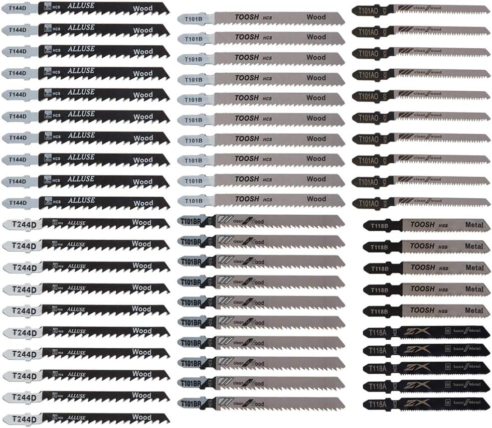 50 x TopsTools JSTTXK10 T101AO T101B T101BR T101D T111C T118A T119BO T144D T344D (132 mm) Mixed Jigsaw Blades for Bosch, Dewalt, Makita, Milwaukee and many more