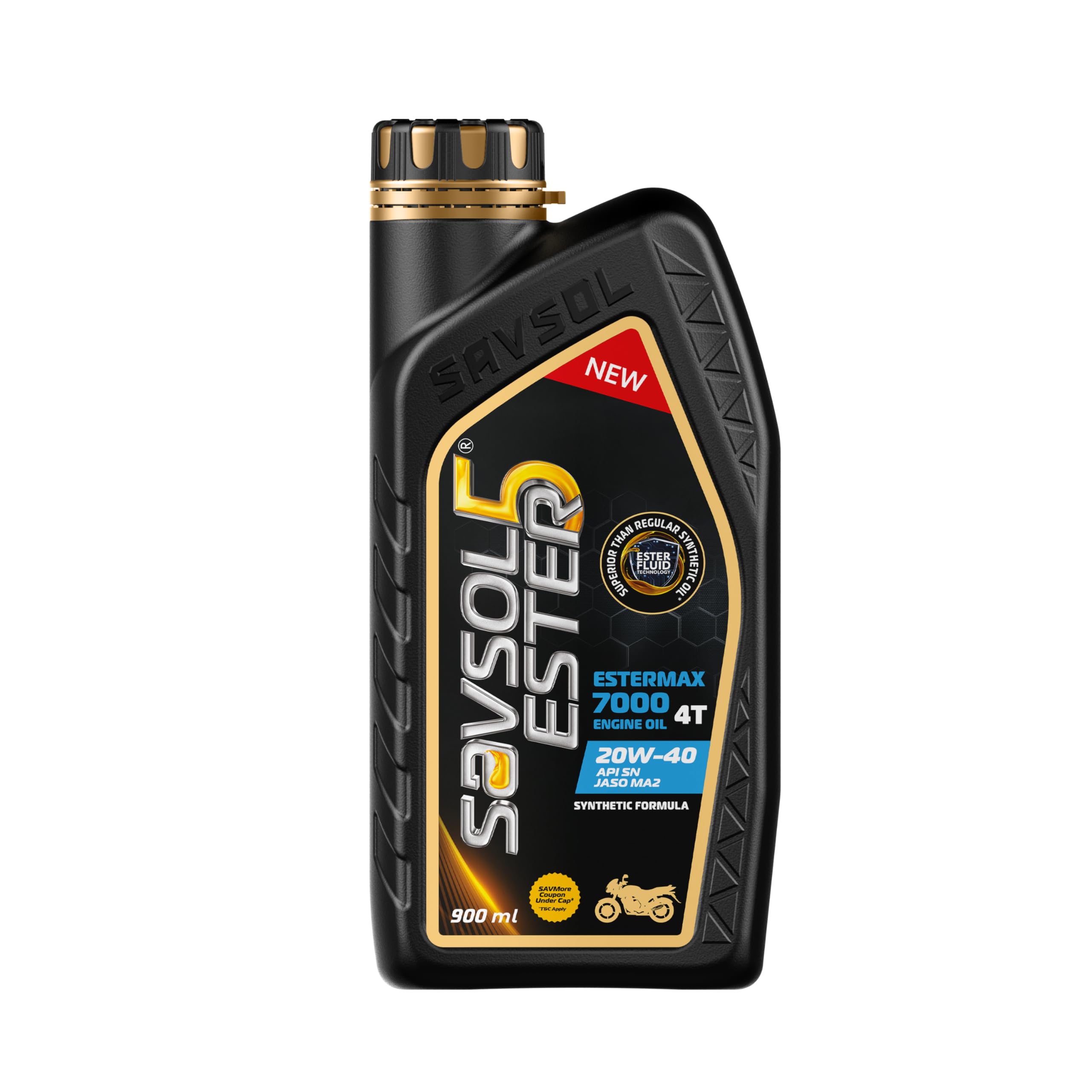 SAVSOL ESTER5 ESTERMAX 7000 4T 20W-40, Synthetic Oil for Bikes (900ML)-picture-24