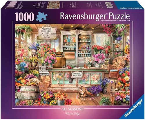 Ravensburger All Seasons Flower Shop 1000 Piece Jigsaw Puzzle | Explore Colorful Botanical Arrangements | from The Bestselling Puzzle Brand Worldwide | Enhanced Anti-Glare Surface