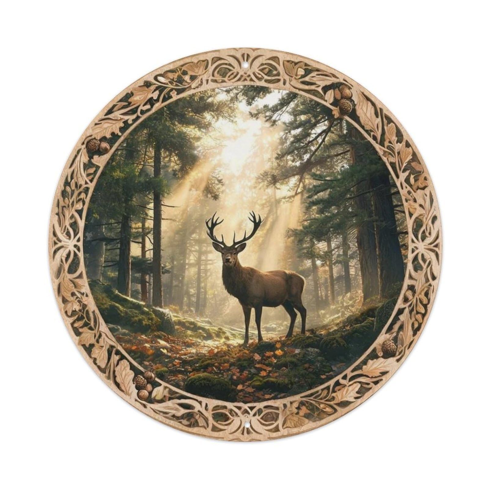 Vintage Forest Deer Silhouette Metal Tin Sign Plaque