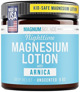 Nighttime Magnesium Lotion for Kids - with Arnica Soothing Relief & Relaxation, Highly Concentrated Magnesium for Muscles Apply to Legs or Feet Before Bed Skin-Friendly for Babies and Kids