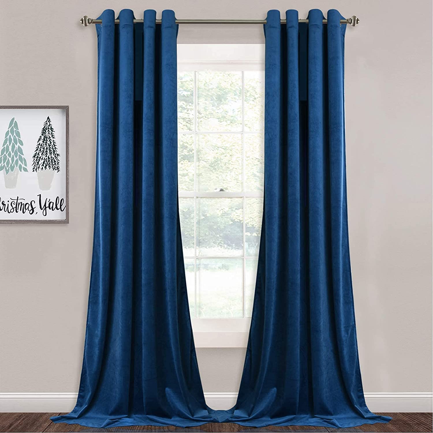 SHADES OF HOME - Premium Suede Velvet Solid Blackout Grommet Curtains Set Of 2, (Navy Blue, 9 Feet) (B09648BJJV) Amazon Price History, Amazon Price Tracker
