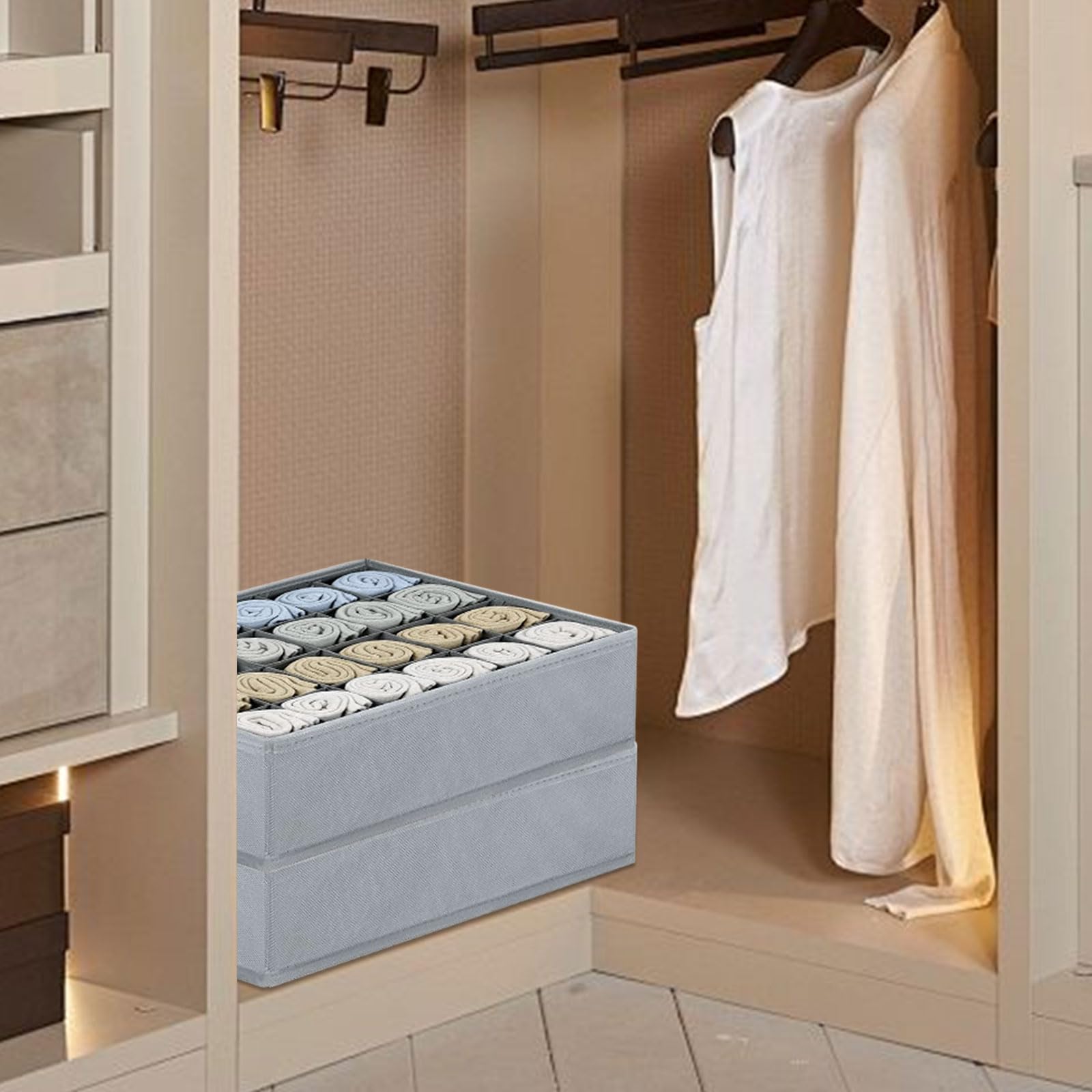 ASelected 4 Stück Aufbewahrungsboxen Unterwäsche Organizer 24 Zellen Faltbare Boxen Schubladen Organizer Socken Aufbewahrung Schrank Organizer zum 